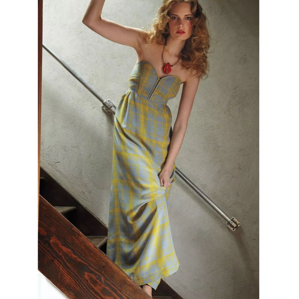 Anthropologie Maple Quilted Pastiche Strapless Bustier 100% Silk Dress Size 4-6 - Picture 11 of 11